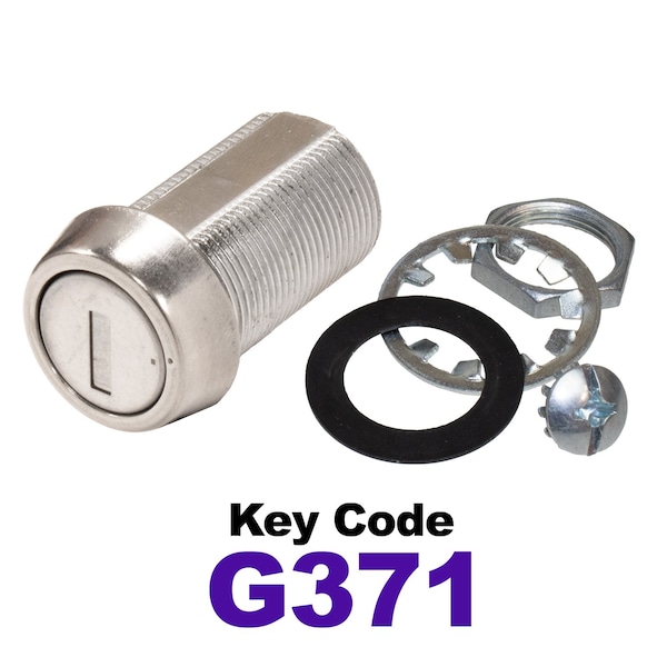 Global RV SS Compartment Lock, Cam/Blade Style, 1-1/8in Threaded Barrel, Blades not Included, Keyed to G371 CLB-371-118-SS - main